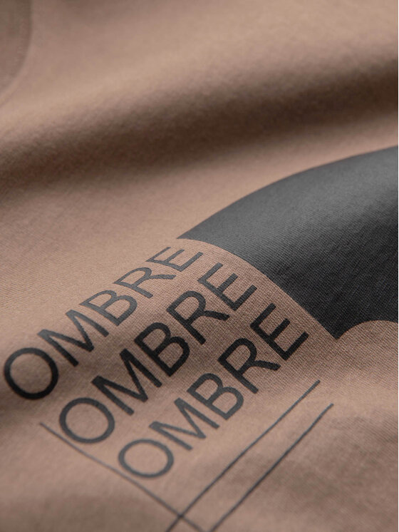 Ombre Ombre T-Shirt OM-TSPT-0166 Beżowy Regular Fit