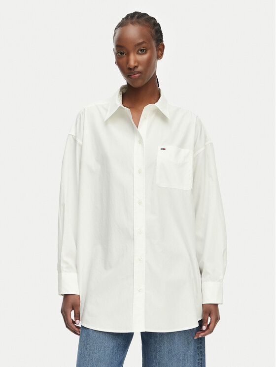 Tommy Jeans Tommy Jeans Риза Essential DW0DW22936 Бял Oversize