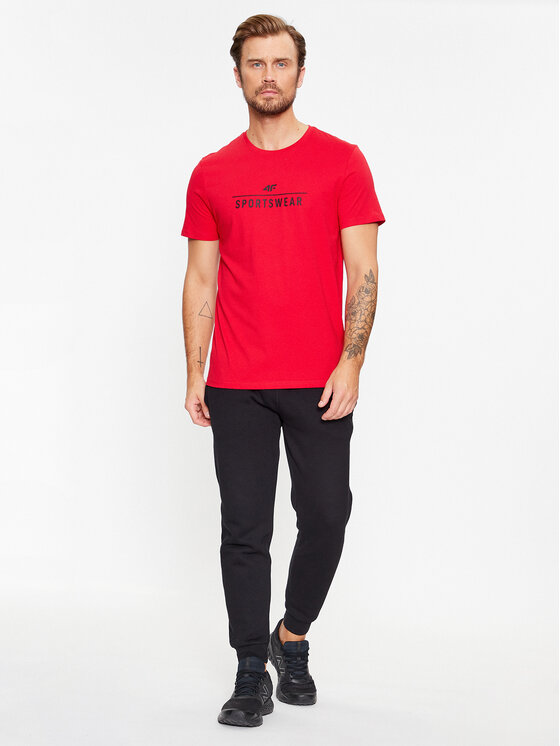 4F 4F T-särk 4FAW23TTSHM0878 Punane Regular Fit