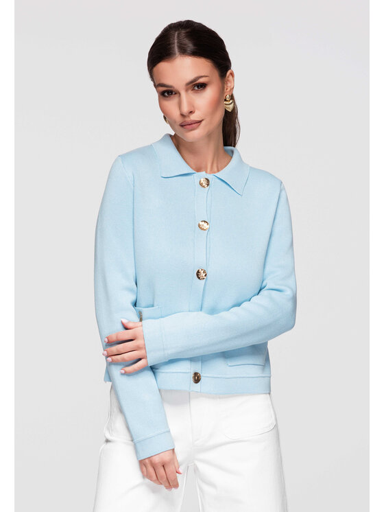 Ombre Ombre Kardigan OW-SWCD-0103 Niebieski Slim Fit