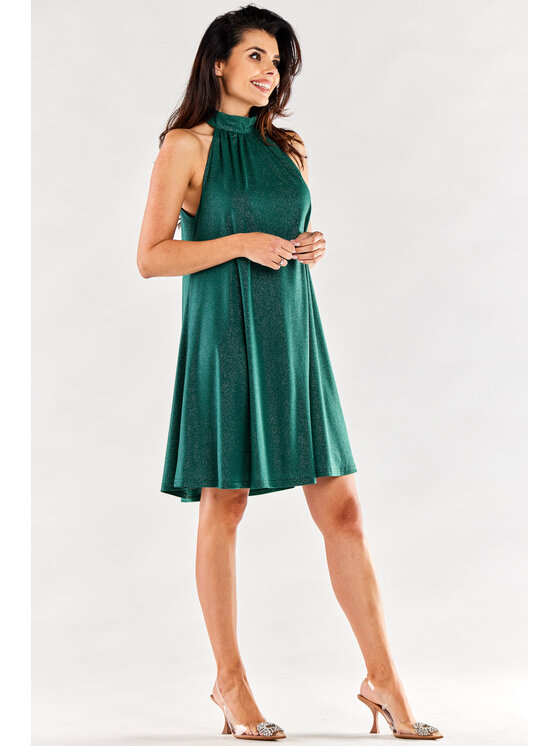 Awama Awama Večerní šaty A556 Zelená Basic Fit