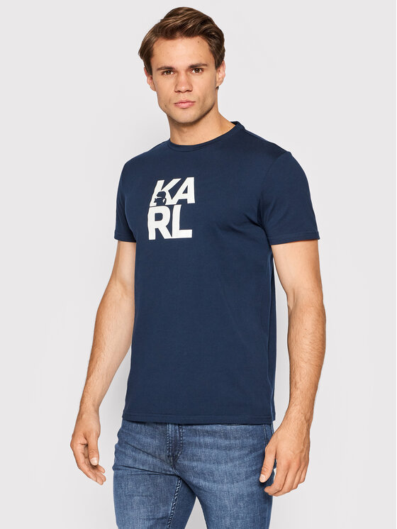KARL LAGERFELD KARL LAGERFELD T-Shirt Classic KL22MTS01 Granatowy Regular Fit