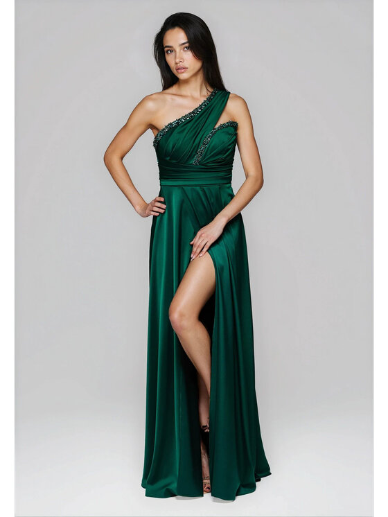 Ombre Ombre Sukienka wieczorowa LA-OM-DLR252 Zielony Regular Fit