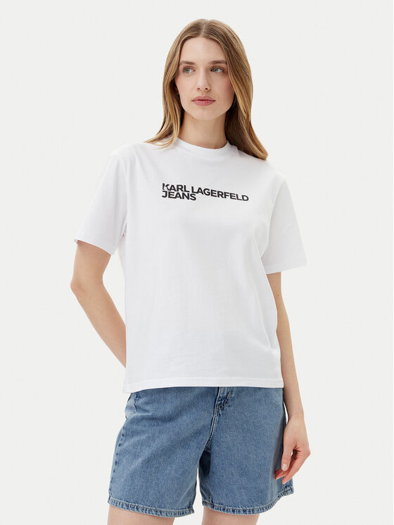 Karl Lagerfeld Jeans Tricou A1W17005 Alb Relaxed Fit
