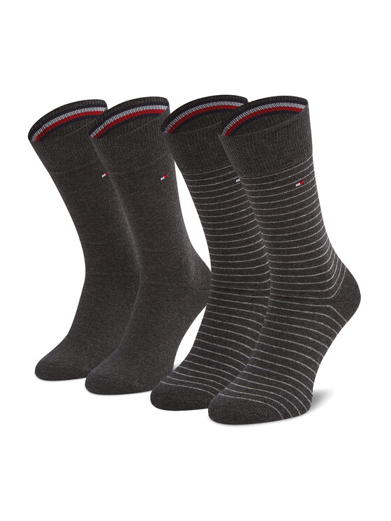 Tommy Hilfiger Tommy Hilfiger Set di 2 paia di calzini lunghi da uomo 100001496 Grigio