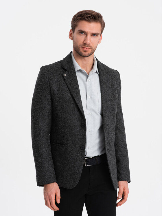 Ombre Ombre Marynarka OM-BLZB-0120 Szary Regular Fit