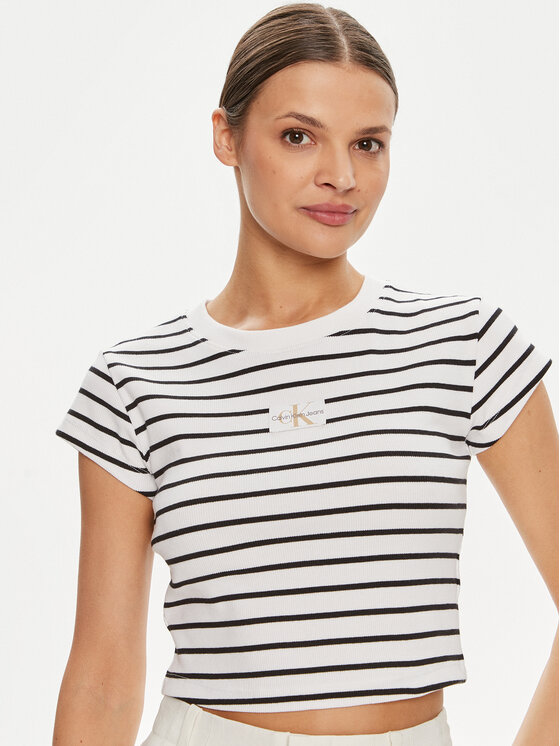Calvin Klein Jeans Calvin Klein Jeans T-särk Baby J20J223552 Valge Slim Fit