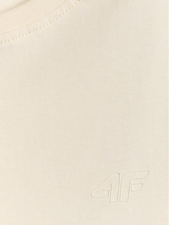 4F 4F T-Shirt BASIC+ Kremowy Regular Fit