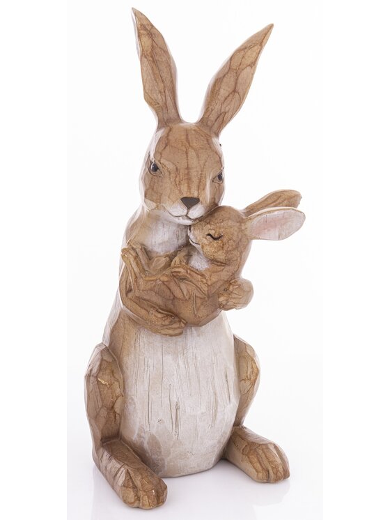 MIAhome MIAhome Figurka króliczka z malcem w objęciach CON AMORE-2 Brązowy