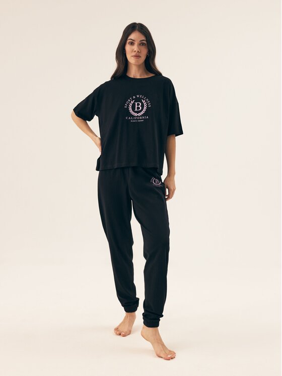 Esotiq Esotiq Piżama 42566 Czarny Regular Fit