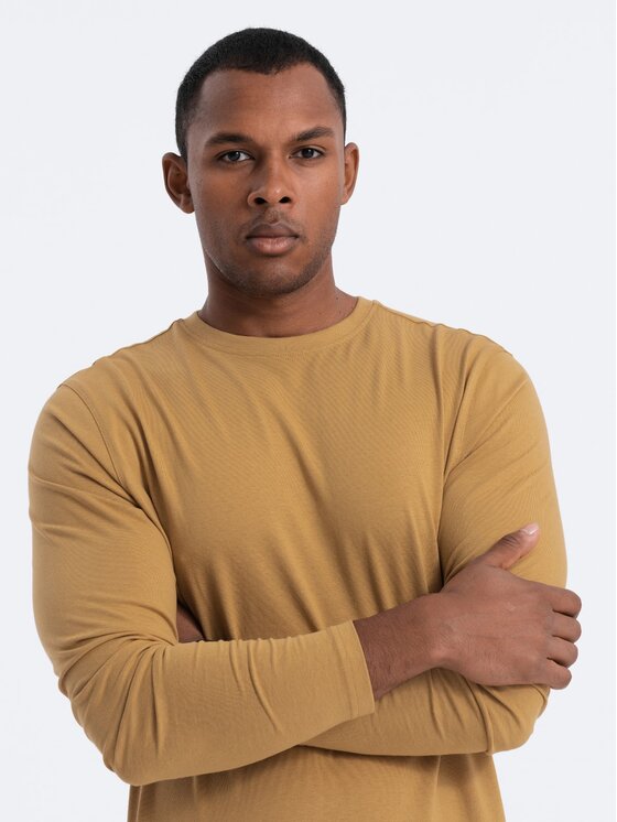 Ombre Ombre Longsleeve OM-LSBL-0106 Złoty Regular Fit