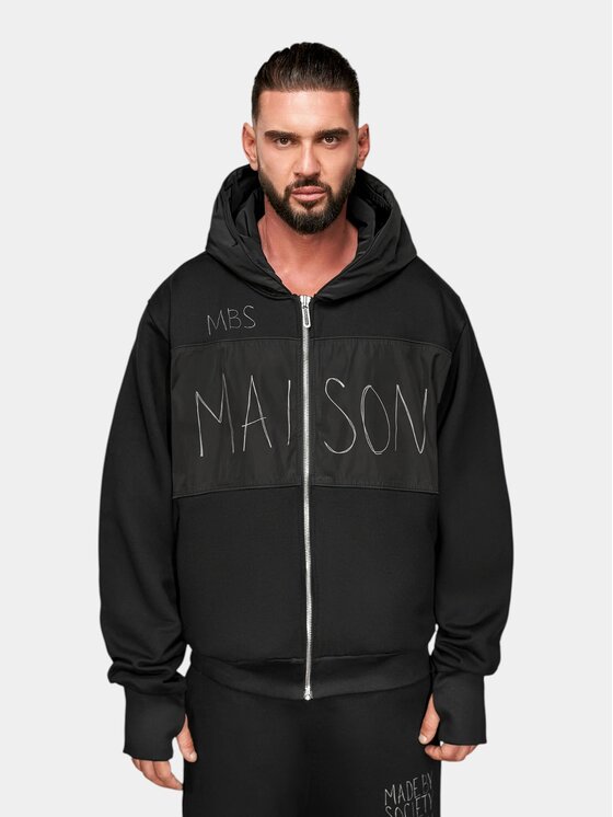 MADE BY SOCIETY MADE BY SOCIETY Kurtka anorak TENEBRIS Hoodie - H17516 Czarny Basic Fit