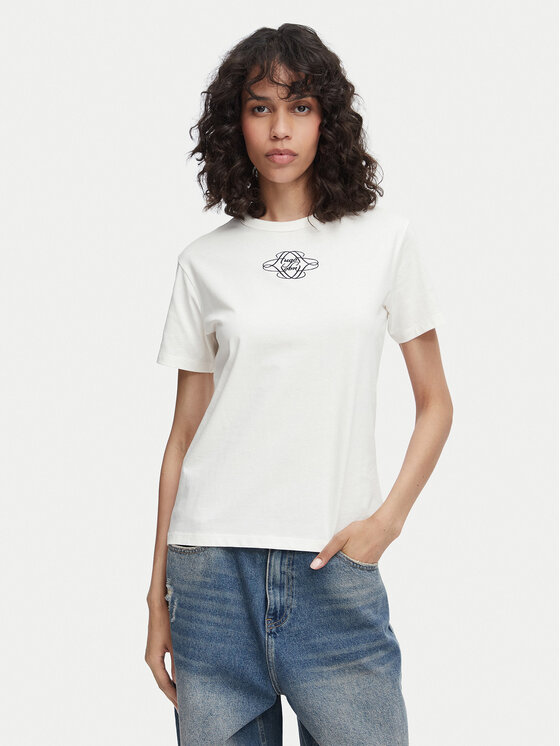 HUGO Tricou Damacia 8 50573353 Alb Regular Fit