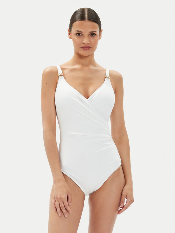 MICHAEL Michael Kors MICHAEL Michael Kors Costum de baie Solids Logo MM7M759 Alb