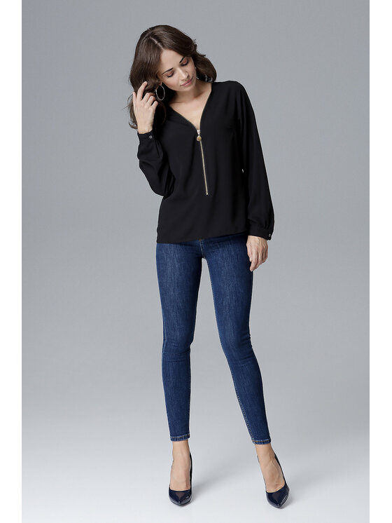 Lenitif Lenitif Blusa L023 Nero Regular Fit