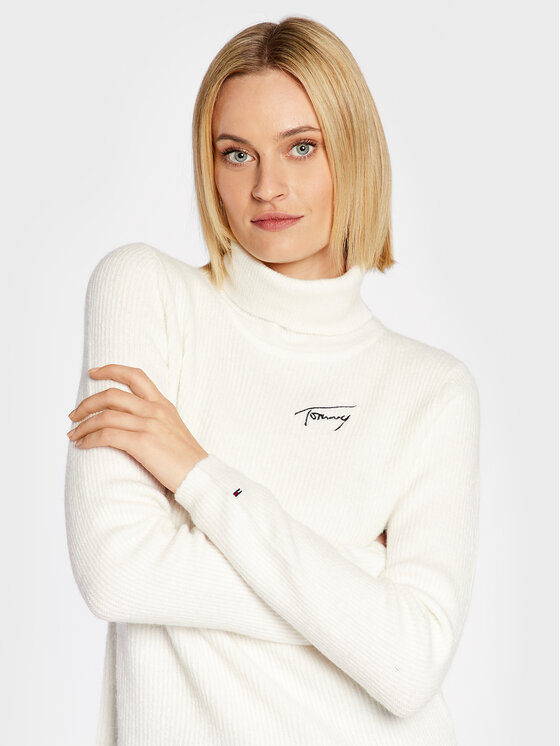 Tommy Jeans Tommy Jeans Dolcevita Signature Rib DW0DW14255 Écru Regular Fit