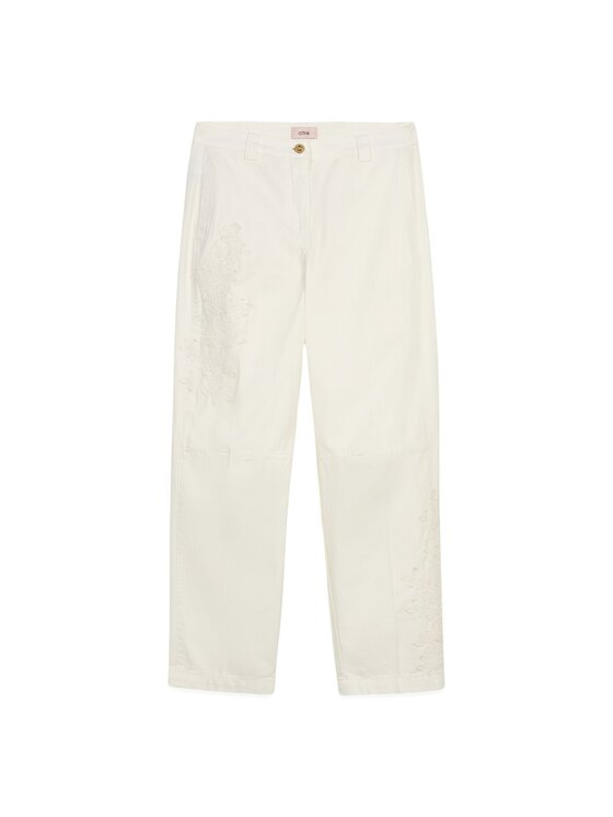 Oltre Oltre Pantaloni di tessuto P792R008324N011 Bianco Boy Fit