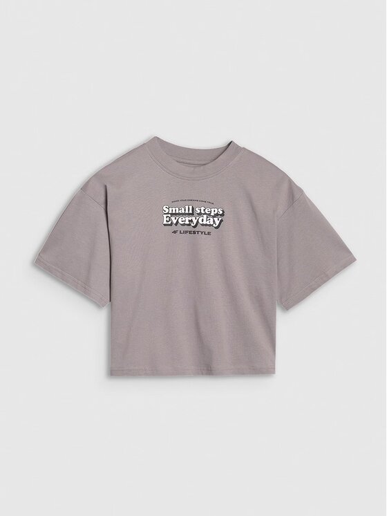 4F 4F T-Shirt 4FJRSS25TTSHF2587-83S Καφέ Cropped Fit