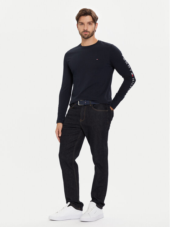 Tommy Hilfiger Tommy Hilfiger Longsleeve Logo MW0MW09096 Granatowy Regular Fit