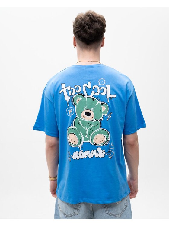 MyStars MyStars T-Shirt Koszulka Z Krótkim Rękawem Męska Niebieska MyStars Too Cool Miś L Niebieski Regular Fit