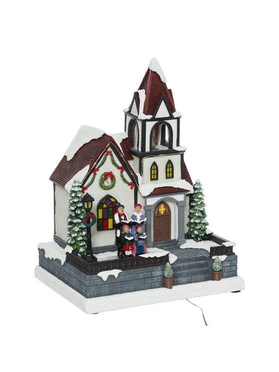 MIAhome MIAhome Figurka scenka LED 30x23x18 cm z kościołem KYRKA Kolorowy
