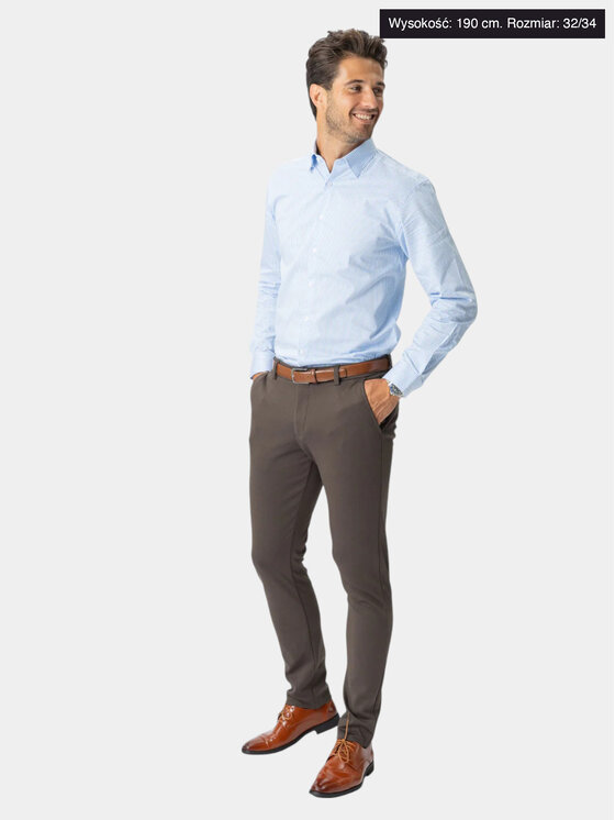 TeeShoppen TeeShoppen Spodnie garniturowe 'Perform Collection' Brązowy Slim Fit