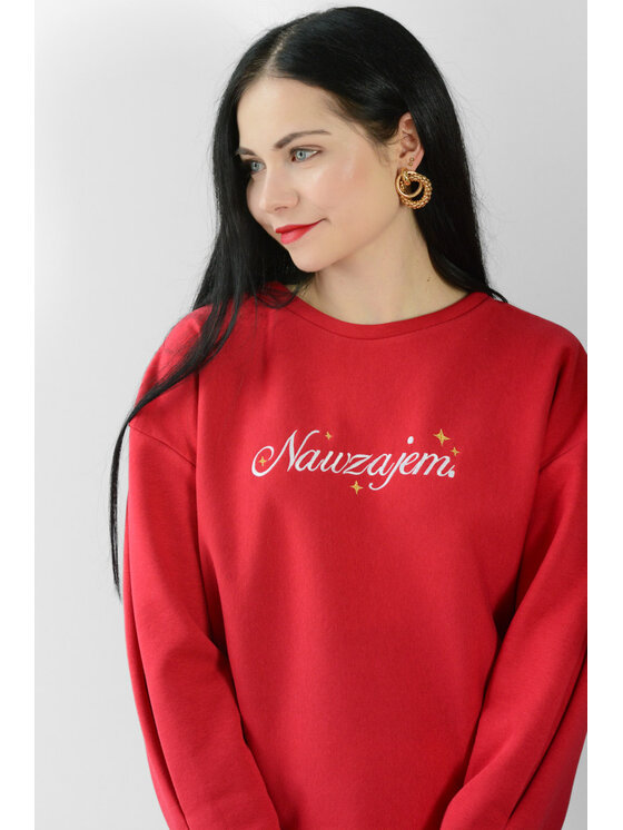 White Rvbbit White Rvbbit Bluza świąteczna "Nawzajem." Czerwony Regular Fit