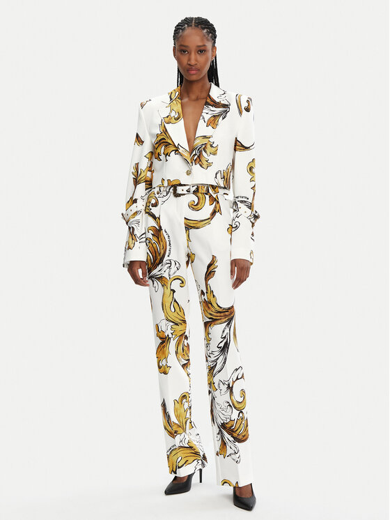 Versace Jeans Couture Versace Jeans Couture Hlače iz tkanine 78HAA111 Bela Straight Fit