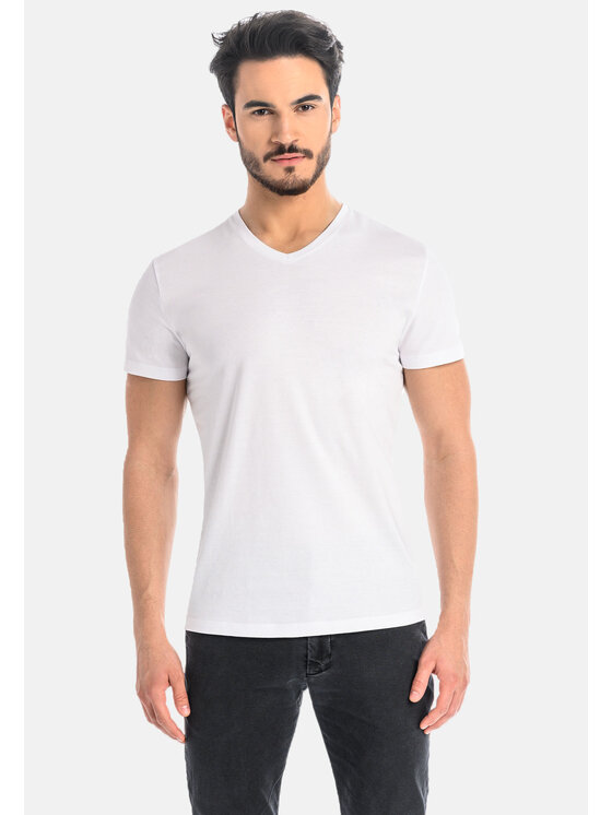 Teyli Teyli T-Shirt męski bawełniany Dany Biały Classic Fit