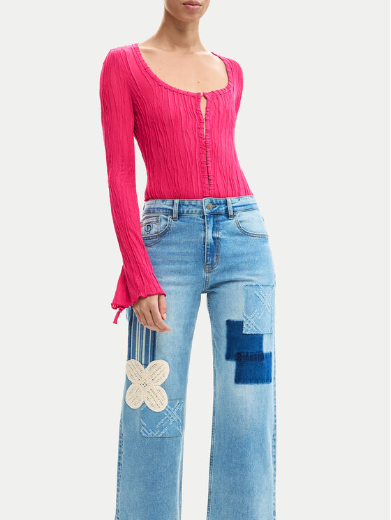Desigual Desigual Džinsi Patch Crochet 26SWDD24 Daudzkrāsains Straight Fit