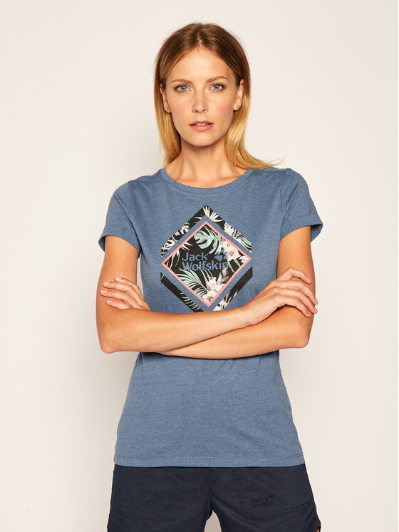 Jack Wolfskin T-Shirt Tropical Aquare 1806931 Niebieski Slim Fit