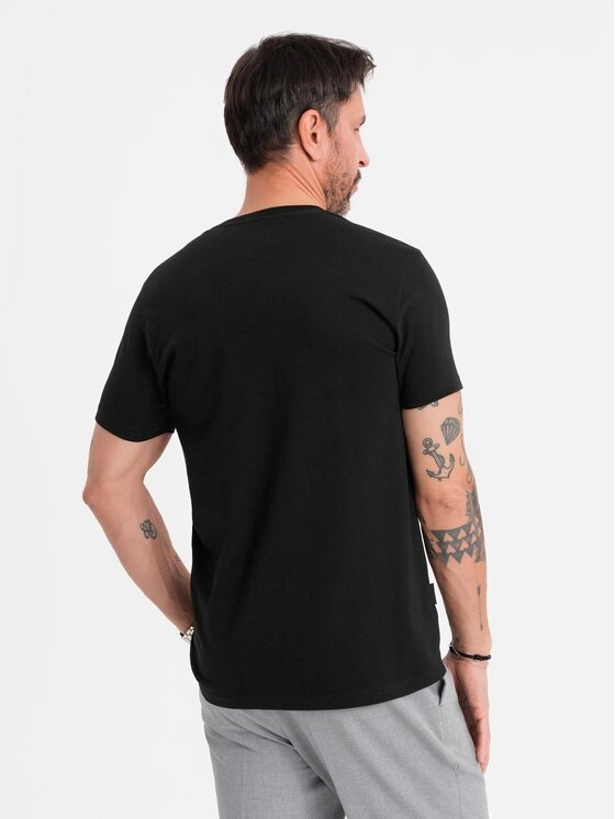 Ombre Ombre T-Shirt OM-TSBS-0237 Czarny Regular Fit