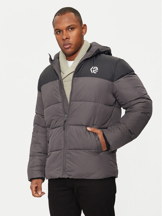 INDICODE INDICODE Vatovaná bunda Alanin 15-802 Šedá Regular Fit