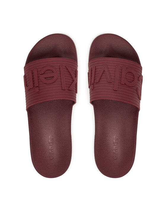 Calvin Klein Calvin Klein Nazouváky Nemo - Contoured Emblem Logo Sliders HM0HM02113 Bordó