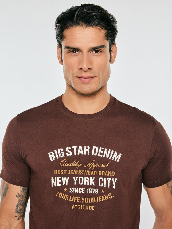 BIG STAR BIG STAR T-Shirt NEVISSER Brązowy Basic Fit