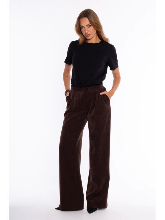 Made of Emotion Made of Emotion Spodnie materiałowe M932 Brązowy Wide Leg