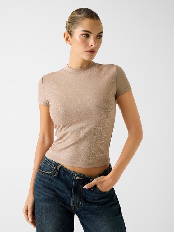 Guess Guess T-shirt W4BI26 J1314 Bež Regular Fit