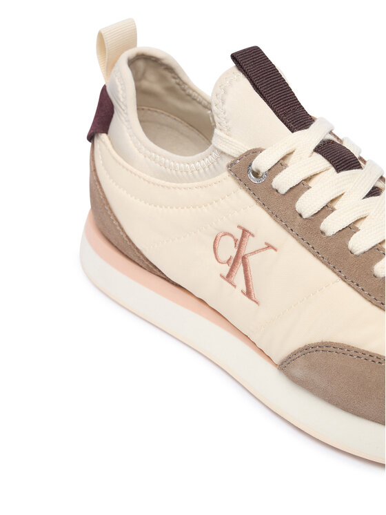 Calvin Klein Calvin Klein Сникърси Retro Runner Lace Up Sock YW0YW02060 Кремав