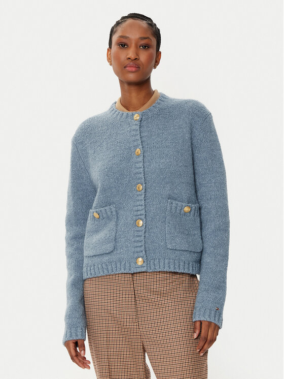 Tommy Hilfiger Kardigán WW0WW44473 Modrá Regular Fit