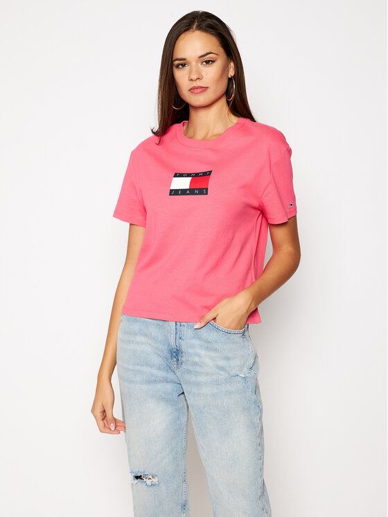 Tommy Jeans Marškinėliai Tommy Flag Tee DW0DW08471 Rožinė Regular Fit •  Modivo.lt