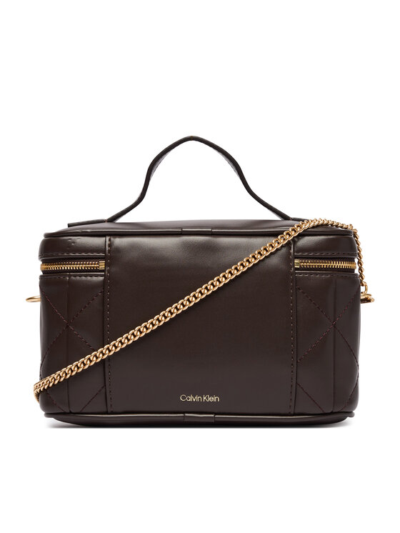 Calvin Klein Calvin Klein Torebka Quilted Beauty Case On Chain LV04F1123G Brązowy ciemny