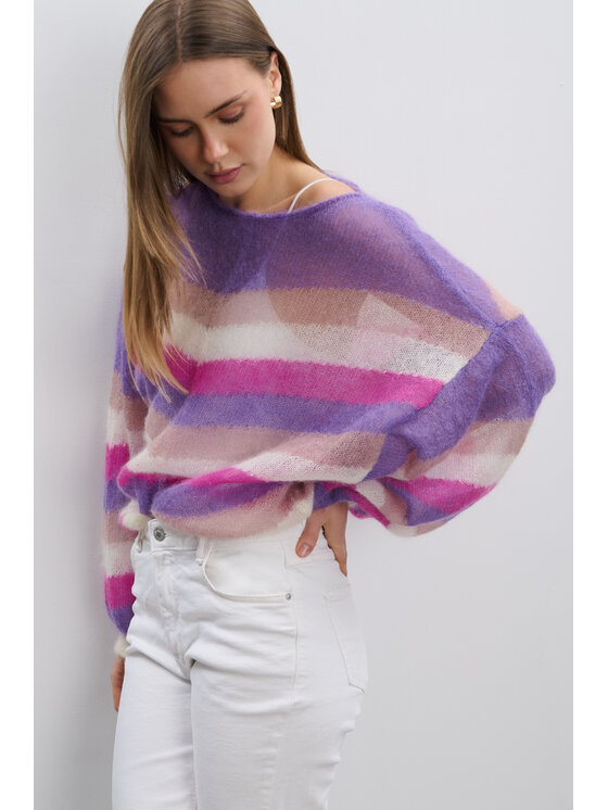 Fobya Fobya Sweter F2110 Fioletowy Basic Fit