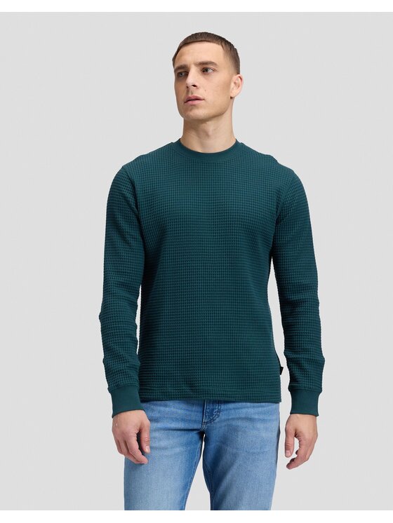 Lee Lee Sweter LS WAFFLE TEE Zielony Regular Fit