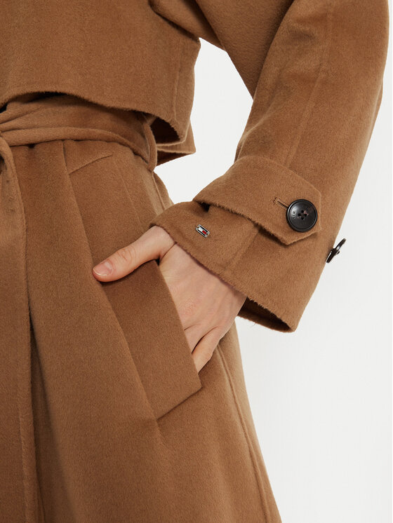 Tommy Hilfiger Tommy Hilfiger Palton de lână WW0WW45919 Maro Oversize