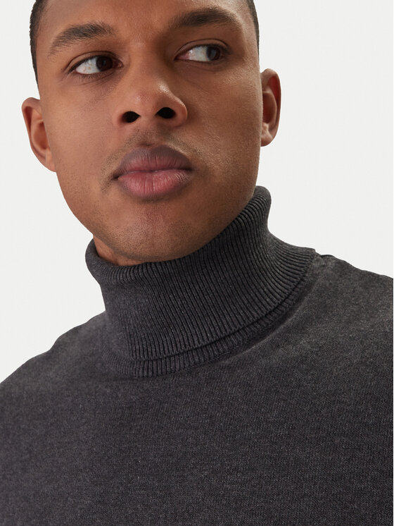 Jack & Jones Jack & Jones Krekls ar augstu apkakli Emil Knit Roll 12157417 Pelēks Regular Fit