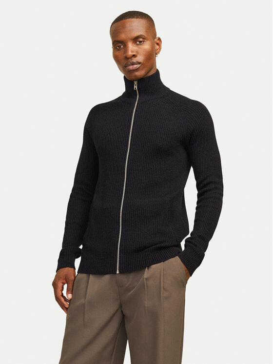 Jack&Jones Kardigán Pannel 12258474 Čierna Regular Fit