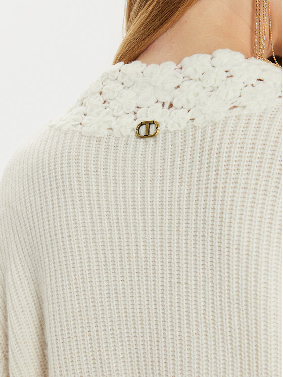 TWINSET TWINSET Πουλόβερ 242TT3422 Λευκό Loose Fit