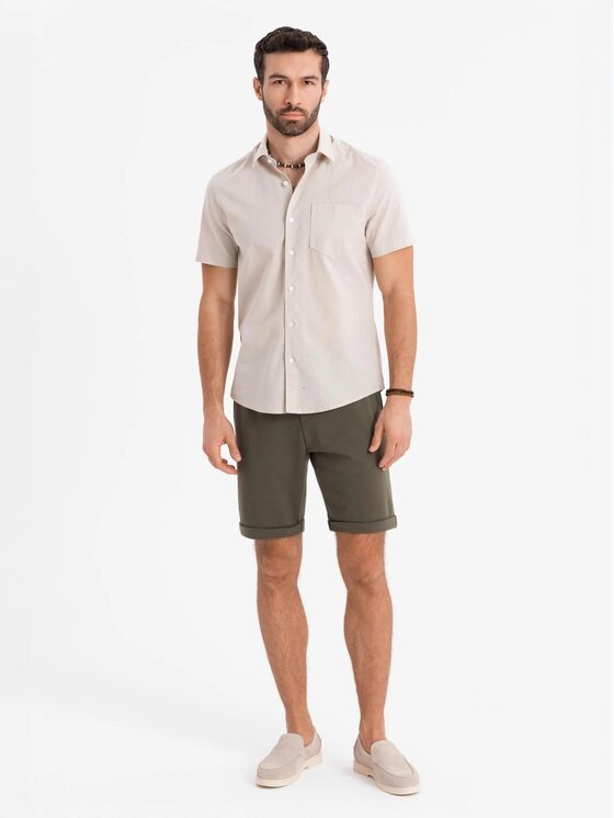 Ombre Ombre Szorty materiałowe OM-SRCS-0170 Zielony Regular Fit