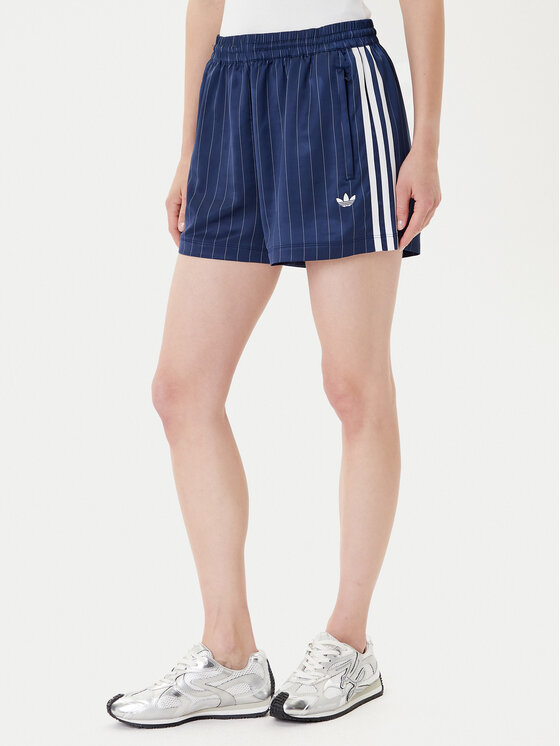 adidas Pantaloni scurți sport Pin-stripe Satin KD2285 Bleumarin Loose Fit