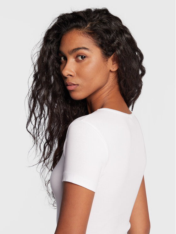 Gina Tricot Gina Tricot Marškinėliai Basic 17957 Balta Slim Fit